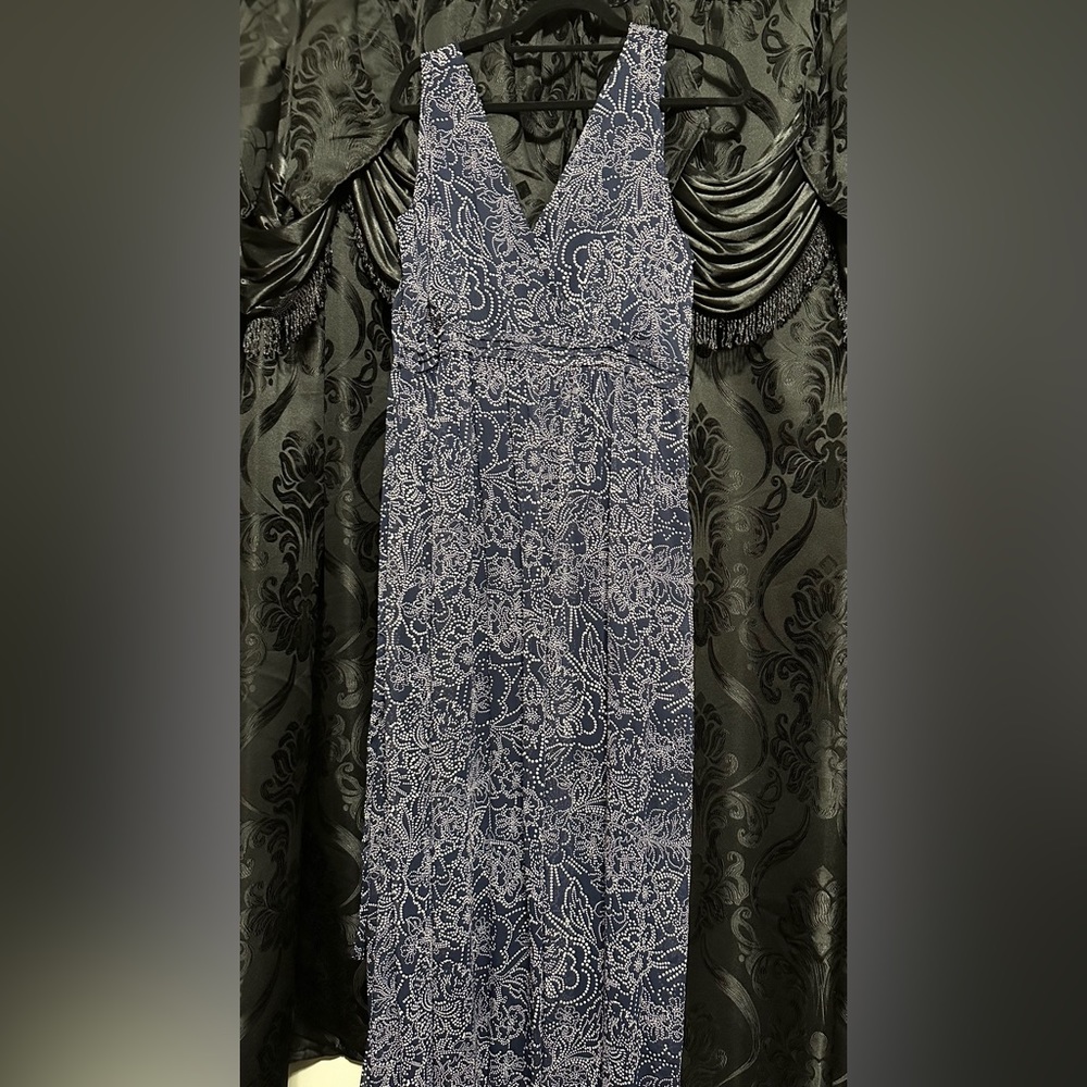Motherhood Maternity Blue and white dotted halter dress.